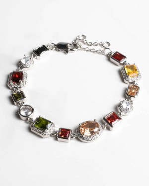 Gemstone armband vitguld 5a