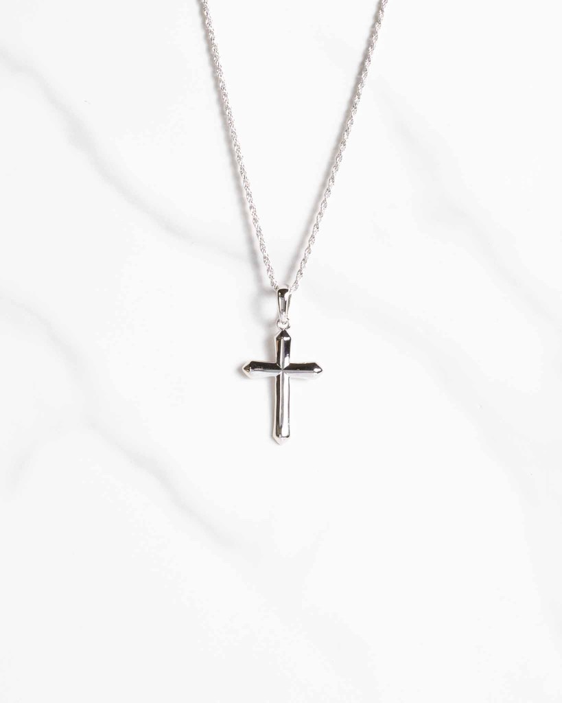 S925 korshalsband i sterling silver med rundad design