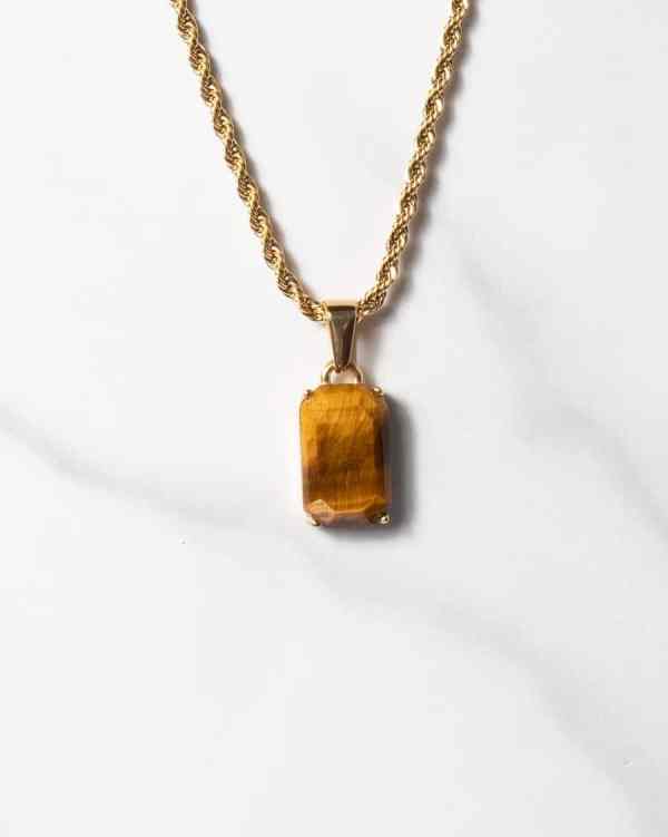Tigereye halsband tigeröga design guld