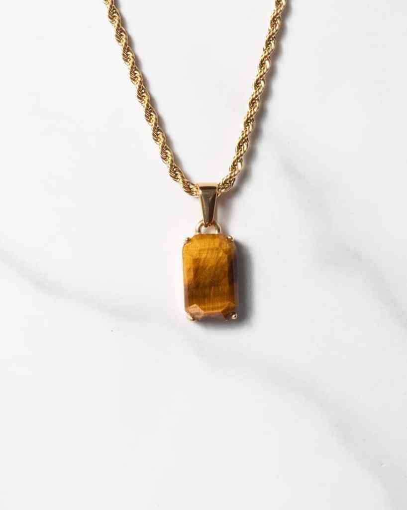 Tigereye halsband tigeröga design guld